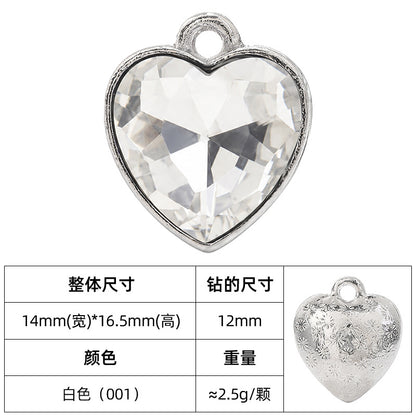 Heart-inlaid 12MM peach heart single crystal pendant bracelet, headpiece, flower tray material, DIY accessory pendant