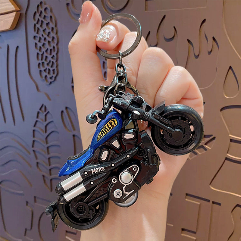 Creative Cool Motorcycle Keychain Pendant Mini Kids Pullback Toy Car School Bag Keychain Small Gift Wholesale