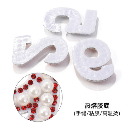 Wholesale 0-9 Pearl Nonwoven Fabric Colorful Digital Stickers with Adhesive Number Stickers DIY Creative Clothing and Bag Decorations