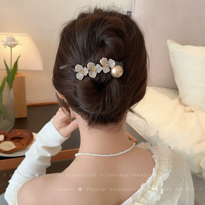 Elegant and sophisticated floral twist hair clips for women, 2026 new high-end back hair clip, straight duckbill clip