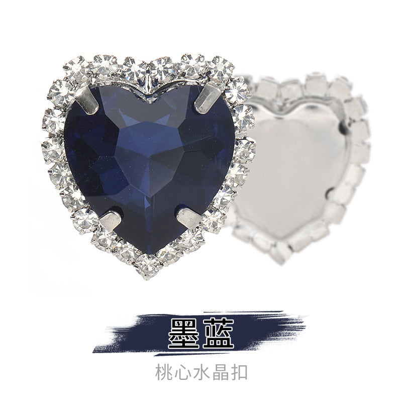 Heart-Shaped Crystal Claw Rhinestones - Hand-Sewn Hat Shoe Accessories Crystal Buckles