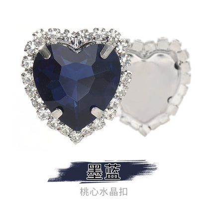 Heart-Shaped Crystal Claw Rhinestones - Hand-Sewn Hat Shoe Accessories Crystal Buckles