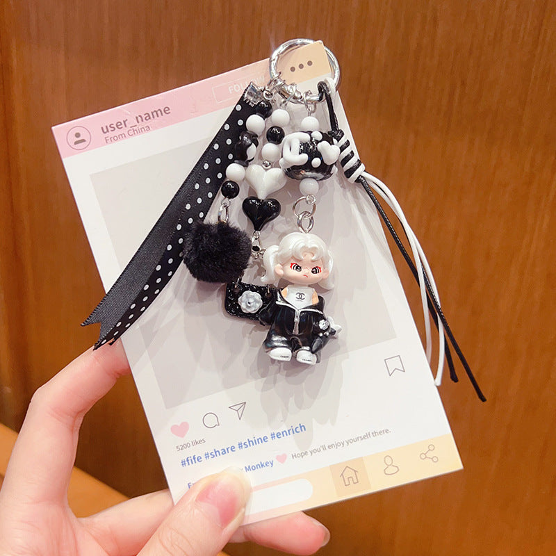 Handmade DIY doll next door girl bubble keychain pendant girl cute miu series bag doll pendant