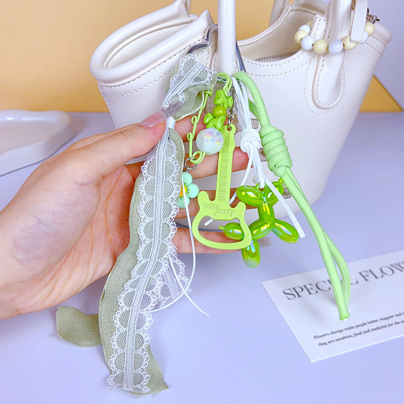 Creative DIY guitar balloon dog keychain pendant cute girly heart miu series bag pendant accessories trinkets