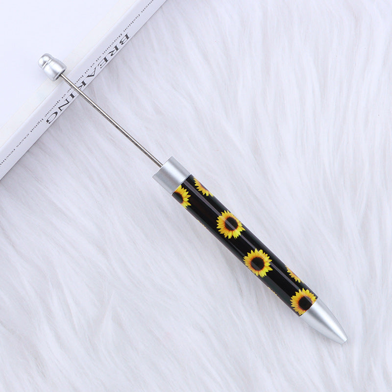 creative printed ballpoint pen diy beaded sunflower flag printed plastic ballpoint pen theme advertising gift pen