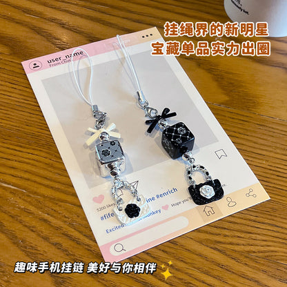 Handmade DIY beaded bow small fragrance mobile phone chain pendant girly heart car key chain bag ornament