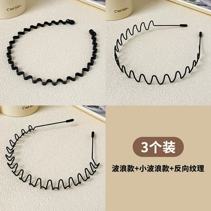 Simple black metal headband for women's face washing, sports invisible men's hairband fixed headband that does not tighten hair clips