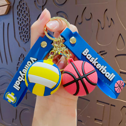 Creative Cartoon Ball Series Basketball Keychain - Men's Women's Schoolbag Pendant Car Key Chain Gift Wholesale