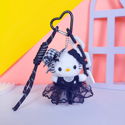 Creative miu plush kitty cat keychain bag pendant cute couple DIY doll keychain pendant