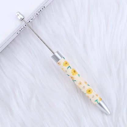 creative printed ballpoint pen diy beaded sunflower flag printed plastic ballpoint pen theme advertising gift pen