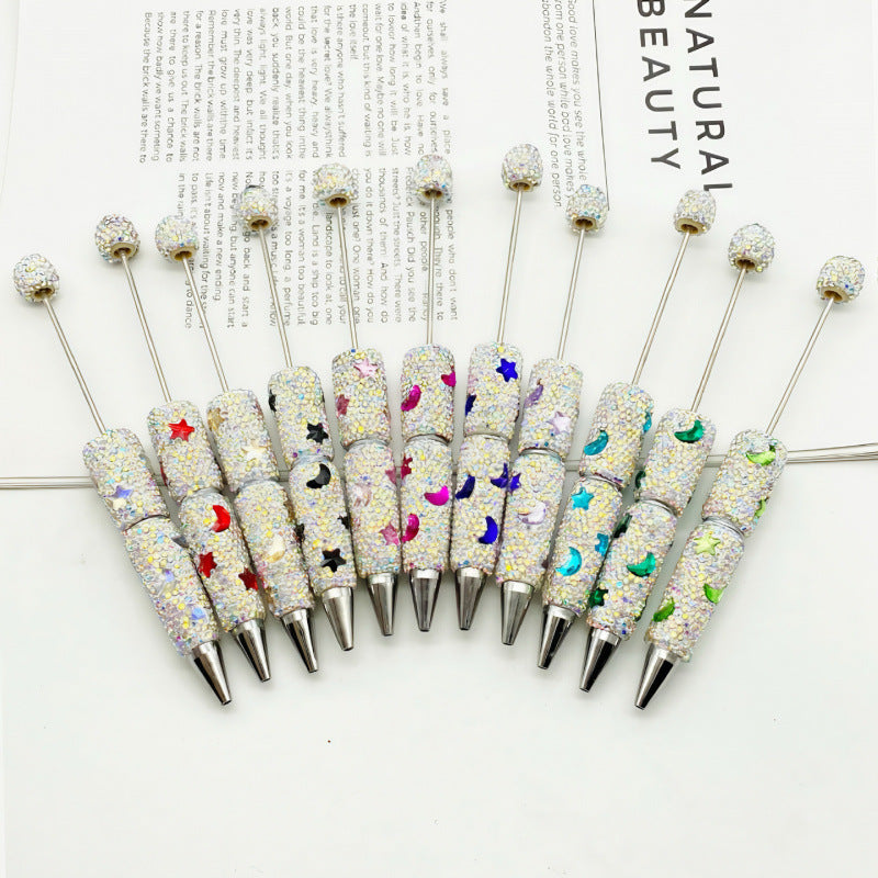 Star Moon Full Diamond Ballpoint Pen Creative DIY Beadable Handmade Diamond Ballpoint Pen Manufacturer Gift Pen Wholesale