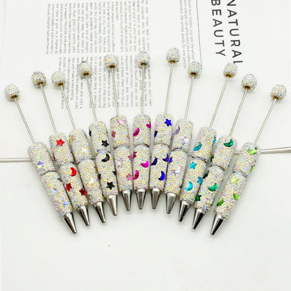 Star Moon Full Diamond Ballpoint Pen Creative DIY Beadable Handmade Diamond Ballpoint Pen Manufacturer Gift Pen Wholesale
