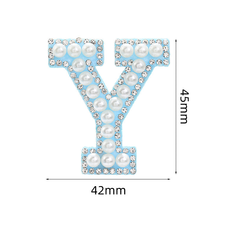 Hot Heat Patch Stickers with 26 English Letters Stickers DIY Accessories Clothing and Hat Accessories Blue Non-Woven Fabric Stickers