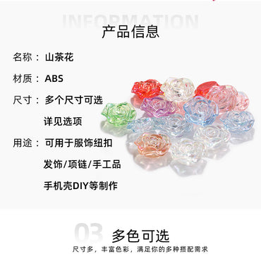 High-Gloss ABS Imitation Pearl Beads - Perforated Beige White Camellia Hairpin Jewelry DIY Accessories