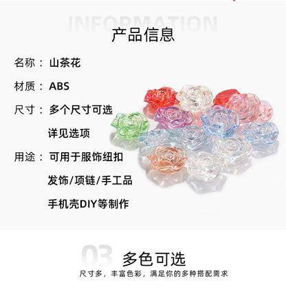 High-Gloss ABS Imitation Pearl Beads - Perforated Beige White Camellia Hairpin Jewelry DIY Accessories