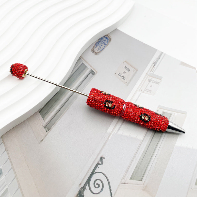 Leopard print full diamond ballpoint pen creative DIY beading pure handmade diamond set ballpoint pen advertising gift pen spot wholesale