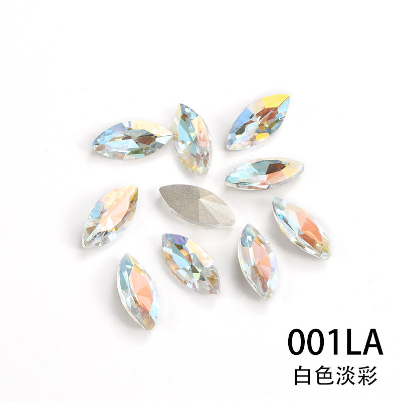 Horse eye crystal diamond, diamond-shaped coated light color glass rhinestone, DIY nail art accessories, irregular pointed and base diamond influencer