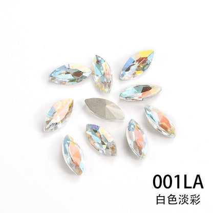 Horse eye crystal diamond, diamond-shaped coated light color glass rhinestone, DIY nail art accessories, irregular pointed and base diamond influencer