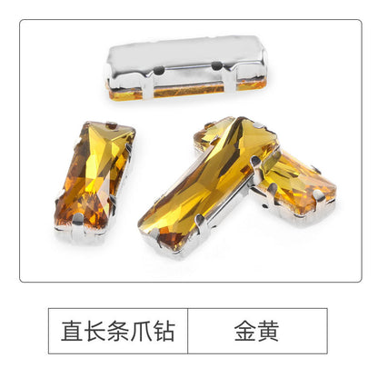 Xichuan Straight Long Claw Rhinestone Glass Hand-Stitched Diamond DIY Accessories Shoe Bag Handmade Materials White K with Claw Diamond