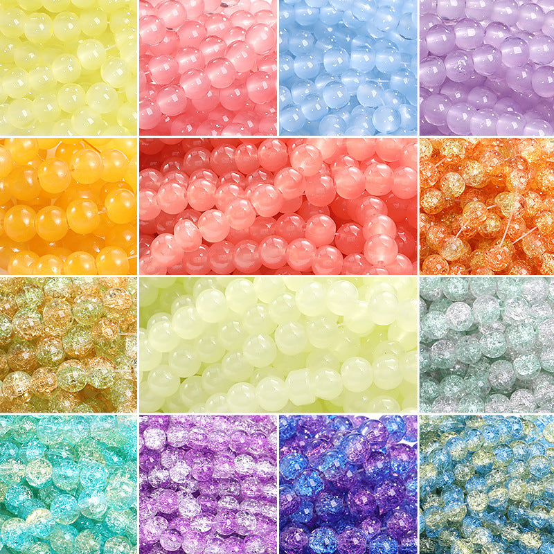 Xichuan autumn colorful ice flower jelly round beads DIY bracelet, necklace, jewelry, accessories, handmade perforated beads