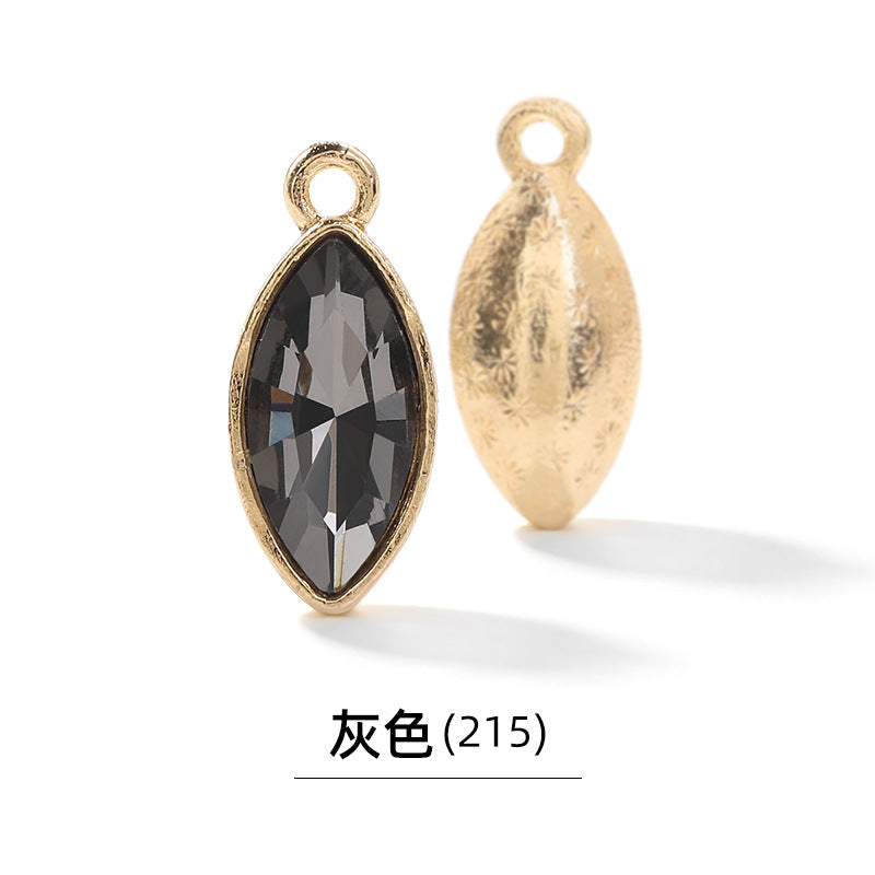 Xichuan horse eye zinc alloy pendant, gold base horse eye single pendant with diamond, DIY jewelry, earrings, doll pendants, horse eye rhinestone