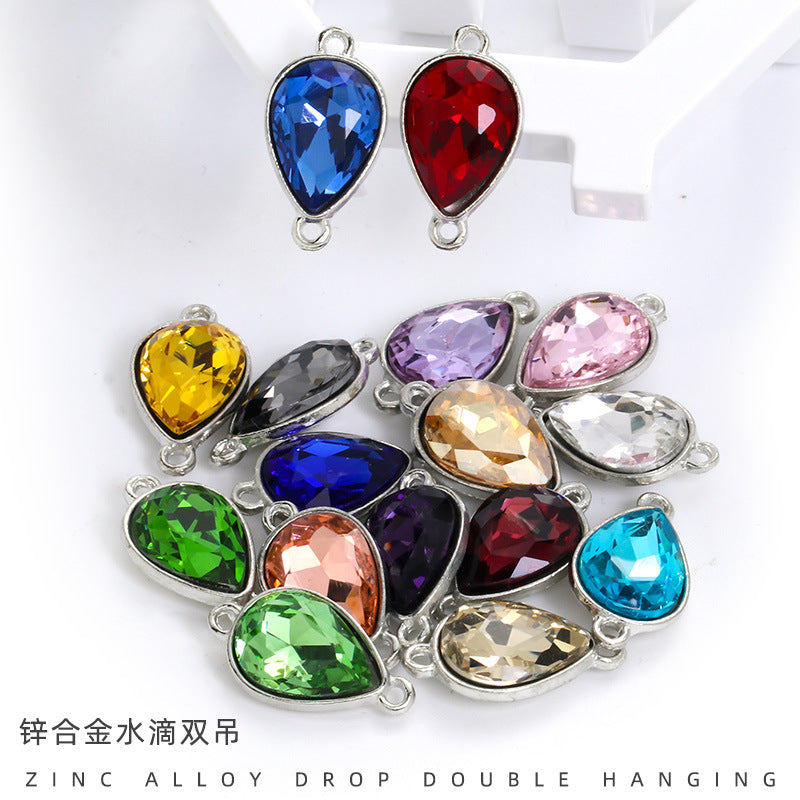 Direct supply of waterdrop double pendants, zinc alloy pendants, earrings, bracelets, jewelry accessories, high-value waterdrop double pendants