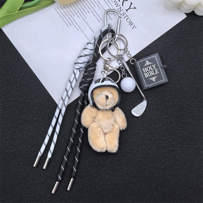 In the spring ins Korea helmet bear pendant suitable for Apple mobile phone pendant bag bag accessories girly heart cute
