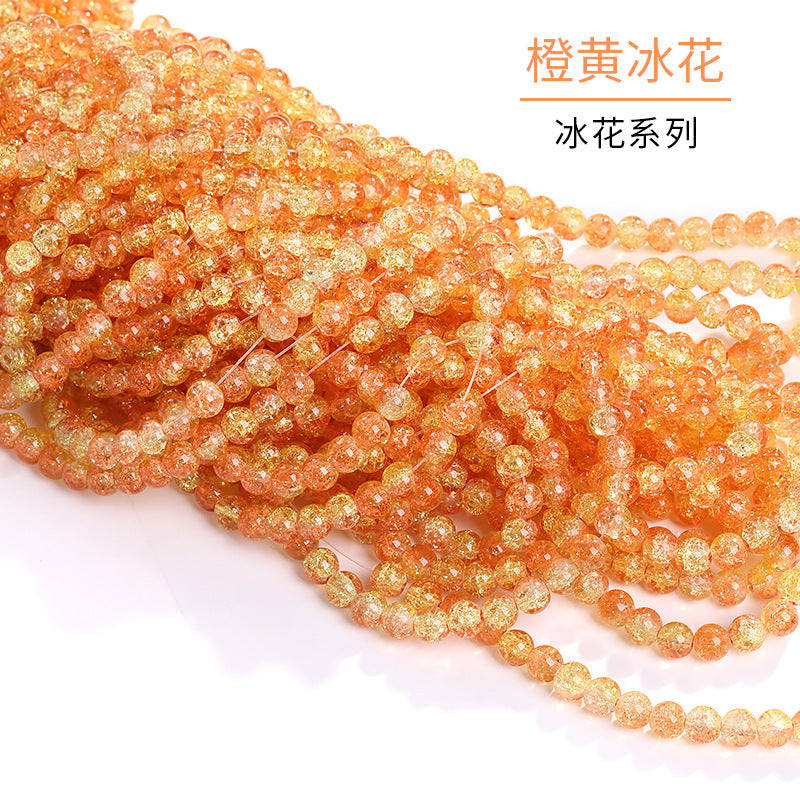 Xichuan autumn colorful ice flower jelly round beads DIY bracelet, necklace, jewelry, accessories, handmade perforated beads