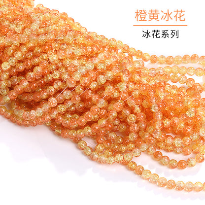 Xichuan autumn colorful ice flower jelly round beads DIY bracelet, necklace, jewelry, accessories, handmade perforated beads