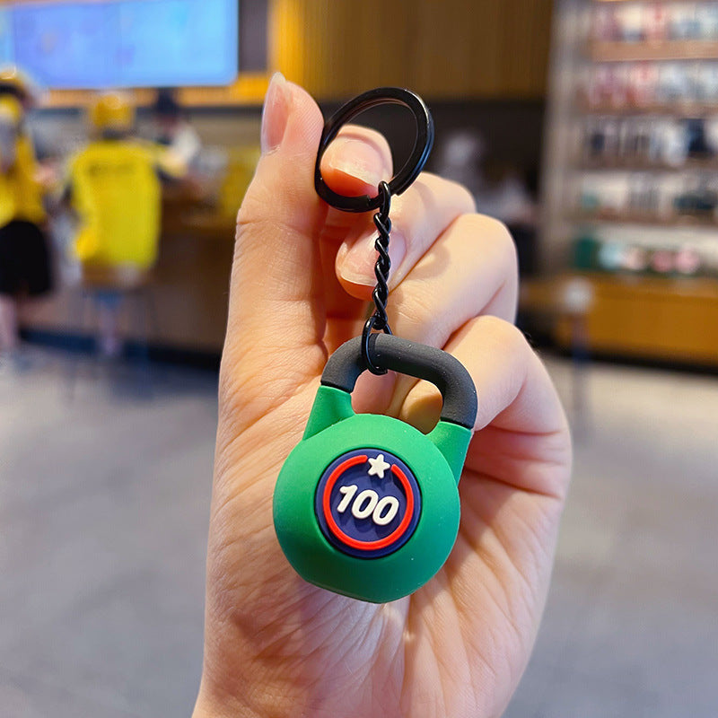Creative Mini Fitness Barbell Piece Keychain Pendant Couple Car Bag Keychain Sports Small Pendant Wholesale