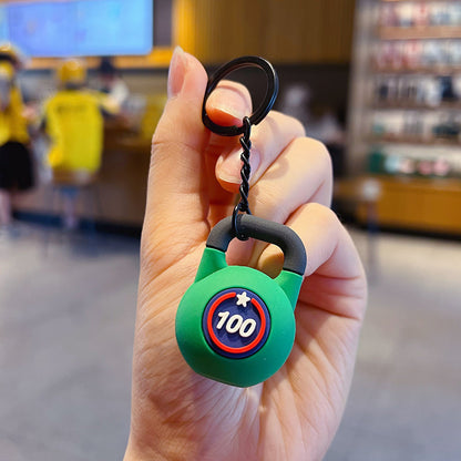 Creative Mini Fitness Barbell Piece Keychain Pendant Couple Car Bag Keychain Sports Small Pendant Wholesale