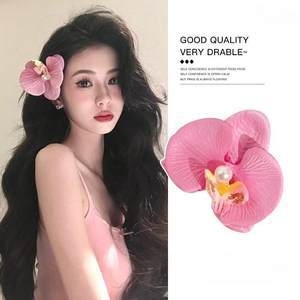 Flower hairpin female hottie photo headgear retro super fairy atmosphere blue beautiful new Chinese side clip hair accessories