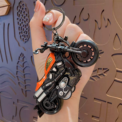 Creative Cartoon Alloy Harley Pull-Back Car Keychain - School Bag Car Pendant Toy Model Gift