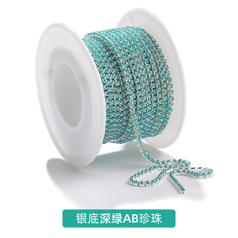 Factory supply pearl claw chain AB color chain 2mm dense claw chain DIY phone case diamond chain handmade material accessories