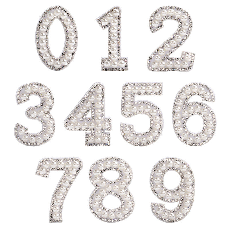 Hot Patch Non-Woven Digital Patches - DIY Clothing Accessories White Imitation Pearl Diamond