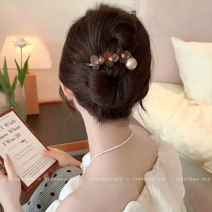 Elegant and sophisticated floral twist hair clips for women, 2026 new high-end back hair clip, straight duckbill clip
