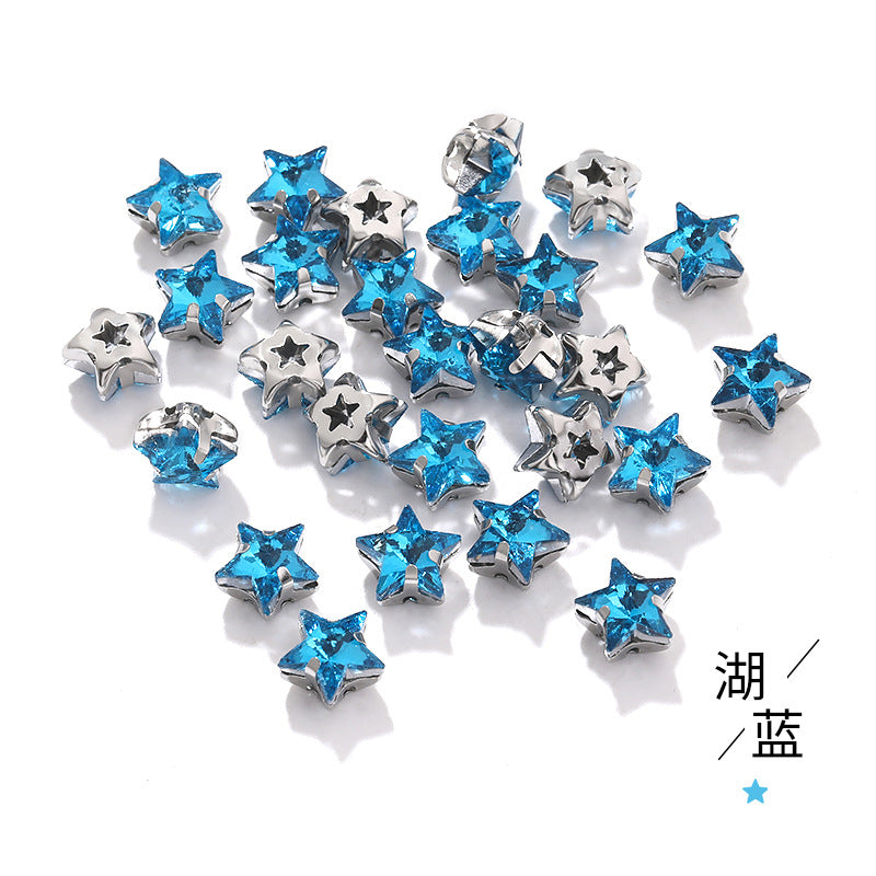 Best-selling 10mm five-pointed star stainless steel claw drill, ultra-glitter five-pointed star nail art clothing DIY accessory glass diamond