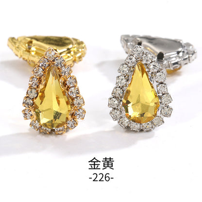 Pointed waterdrop claw rhinestone edge 4-hole hand-stitched rhinestone DIY headwear accessory clothing flash rhinestone accessory pointed waterdrop crystal buckle