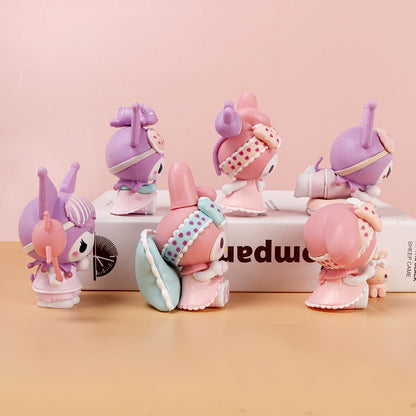 Sweetheart pajama party fen color Melody purple Kuromi figure cartoon blind box gacha car ornament