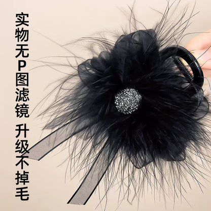 Rhinestone feather claw clip for women, high-end new small half-tie hair clip, small hair volume, back head updo hair clip, shark clip