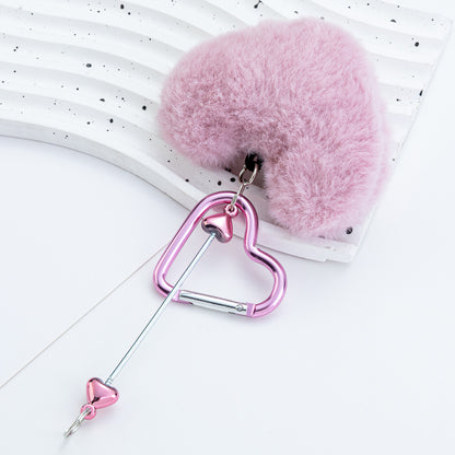 DIY Beaded Love Carabiner - Plush Pendant Love Lock Buckle Hairball Carabiner Wholesale