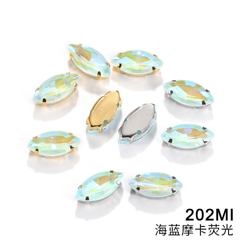 Cross-border wholesale: new horse-eye mocha fluorescent four-corner claw drill DIY accessory materials, footwear accessories