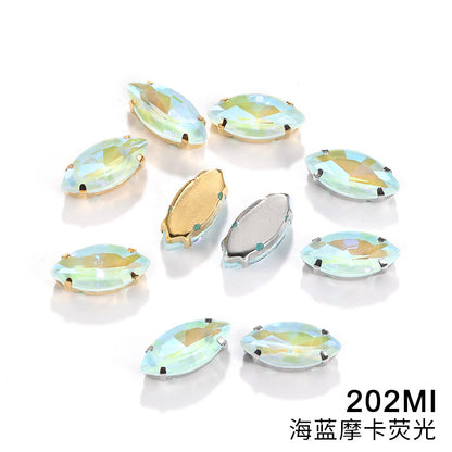 Cross-border wholesale: new horse-eye mocha fluorescent four-corner claw drill DIY accessory materials, footwear accessories
