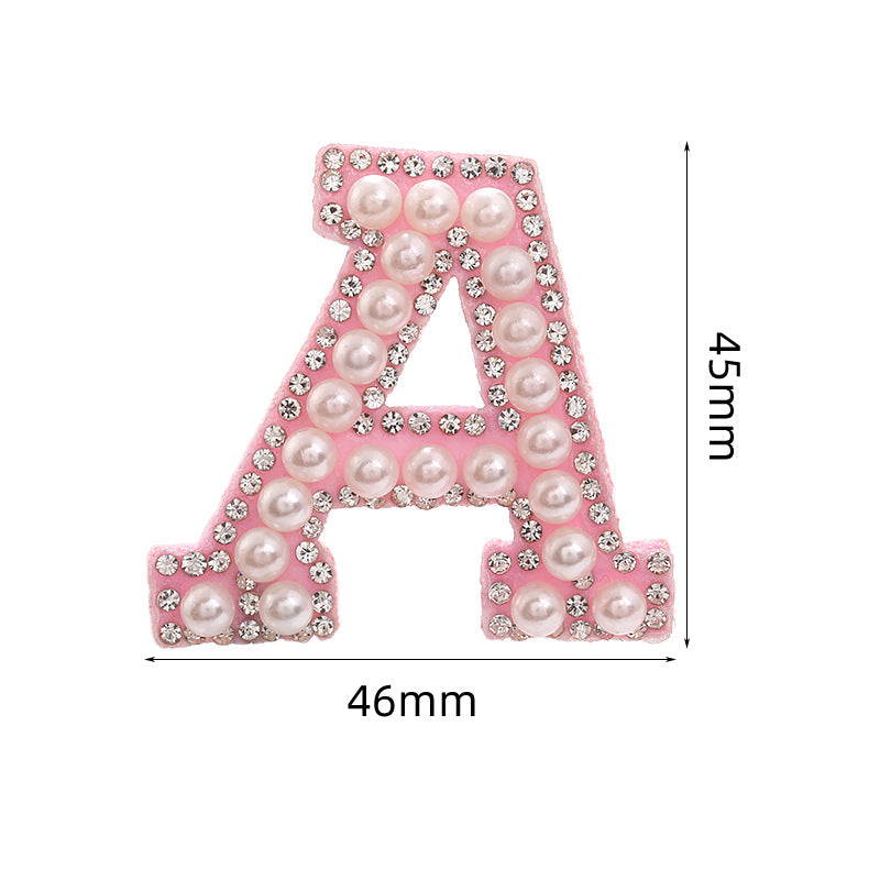 Hot Heat Patch Stickers with 26 English Letters DIY Accessories Clothing Accessories White Diamond Pink Nonwoven Fabric Stickers