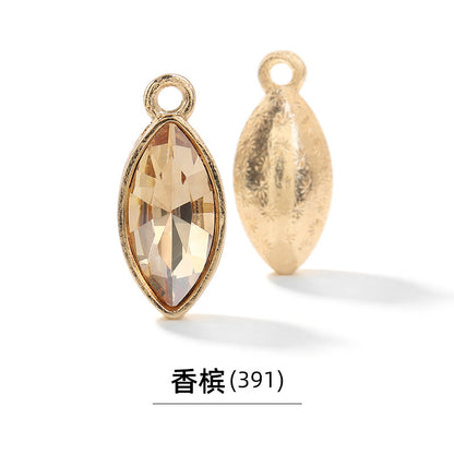 Xichuan horse eye zinc alloy pendant, gold base horse eye single pendant with diamond, DIY jewelry, earrings, doll pendants, horse eye rhinestone