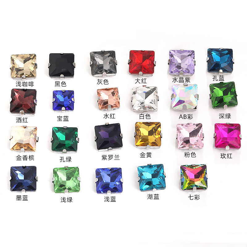 Square claw drill perforated hand sewing rhinestone wedding dress accessories handmade material accessories square claw drill