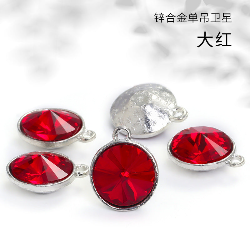 12mm zinc alloy satellite single pendant bag, necklace, bracelet, clothing decoration, accessory satellite shape round single-hole pendant