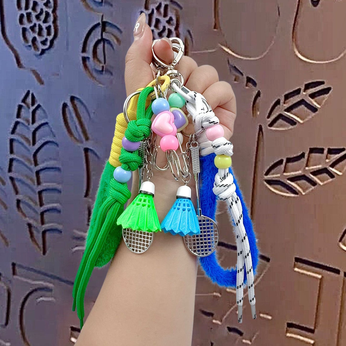Creative miu badminton bracelet keychain pendant couple car key chain school bag pendant gift
