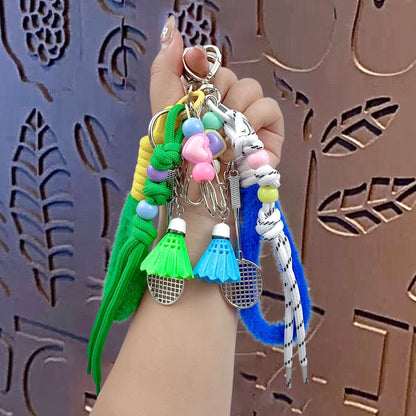 Creative miu badminton bracelet keychain pendant couple car key chain school bag pendant gift
