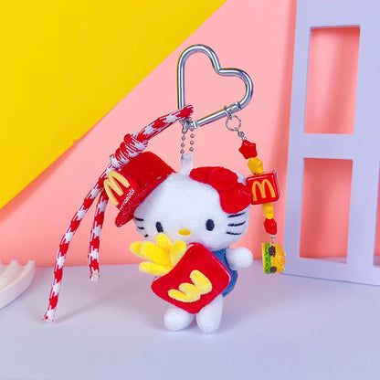 Creative miu plush kitty cat keychain bag pendant cute couple DIY doll keychain pendant